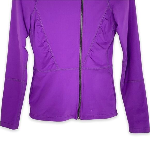 Karma Purple Ruched Mesh Panel Zip Jacket - Picture 4 of 9